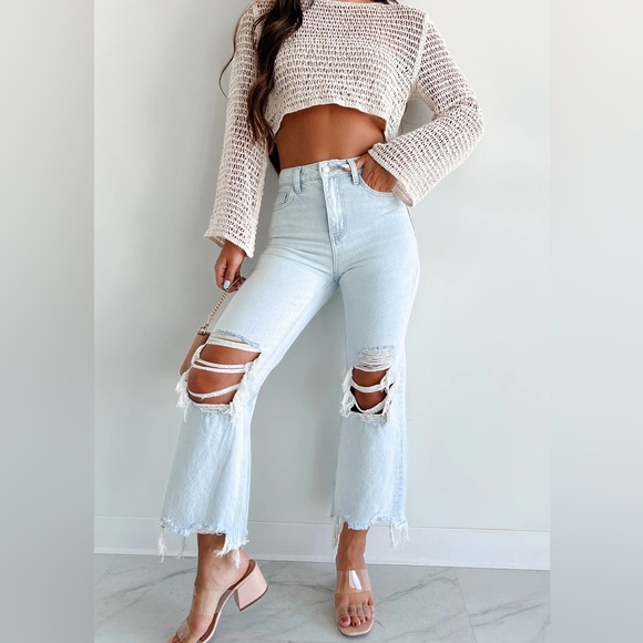 Vervet - Light Wash Crop Flare Denim - Picture 2 of 15